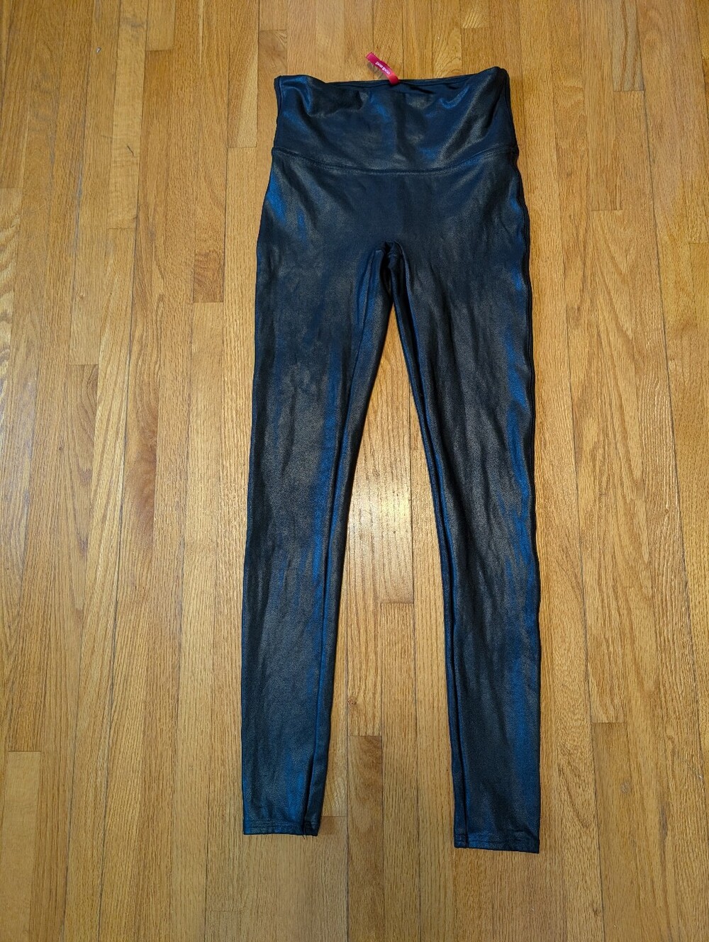 Spanx Black Faux Leather High-Waisted Leggings Size Medium
